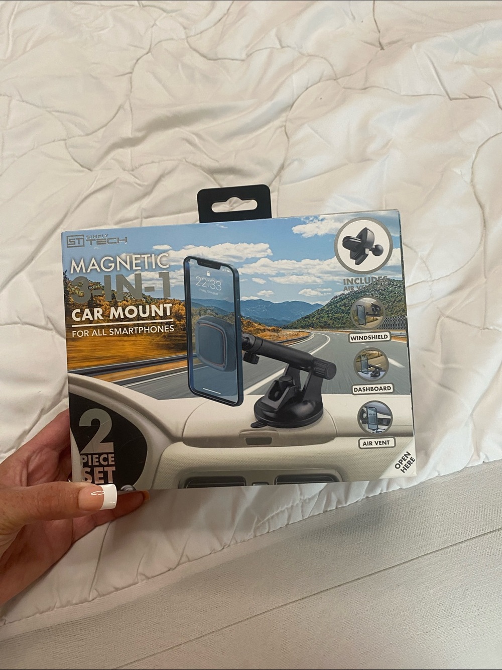 Magnetic Mini Car Mount with Suction Arm - Black